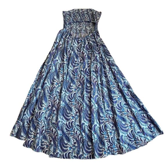 J. Crew Smocked Linen-Blend Bandeau Beach Dress in Purple Paisley Size Large - Picture 6 of 10